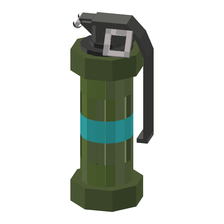 Flashbang: a green grenade with a teal band