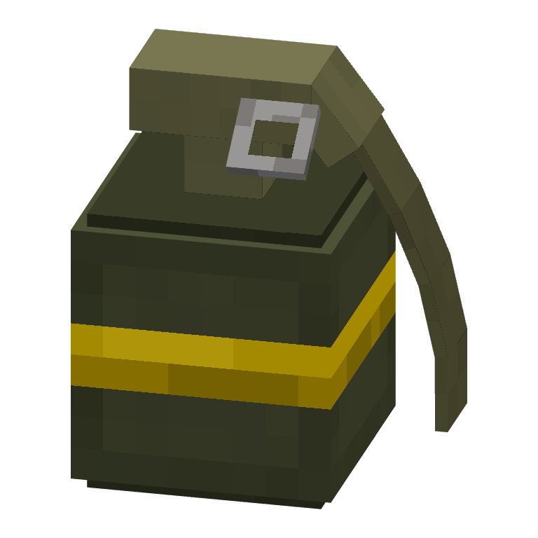 HE Grenade: a square olive grenade with a yellow band