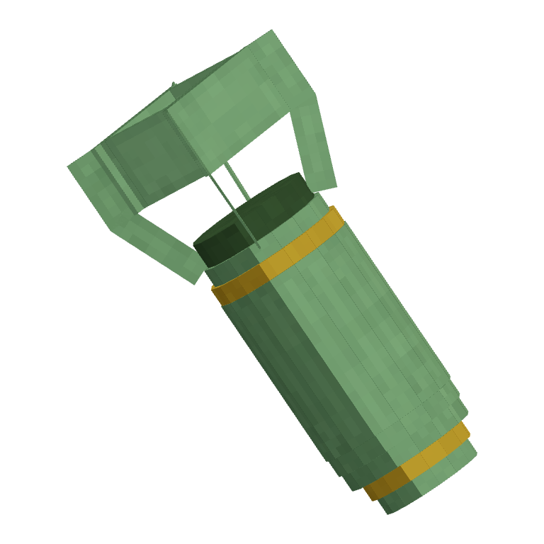 Large Bomb: a fat pale-green bomb with a yellow band