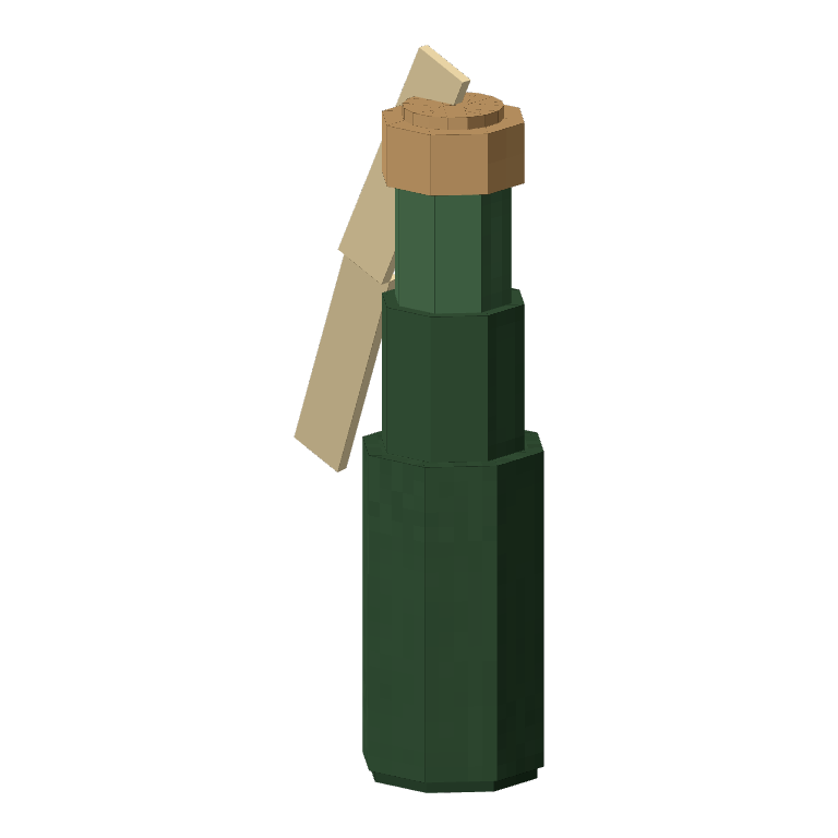 Molotov Cocktail: a green bottle with a cloth rag in the neck