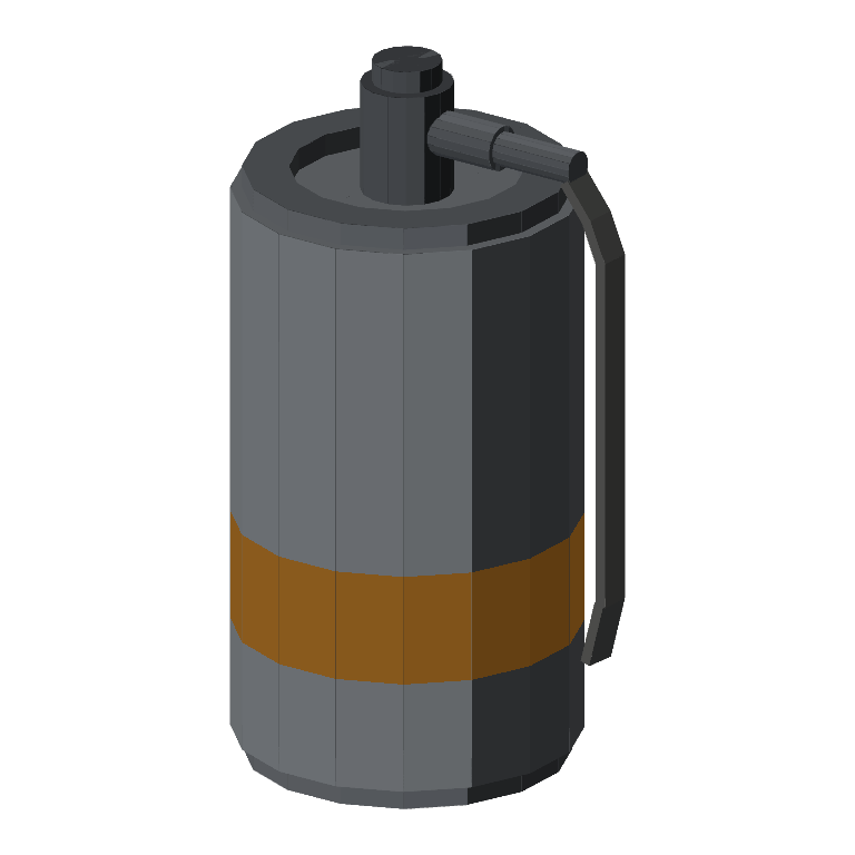 Smoke Grenade: a grey canister with an orange band